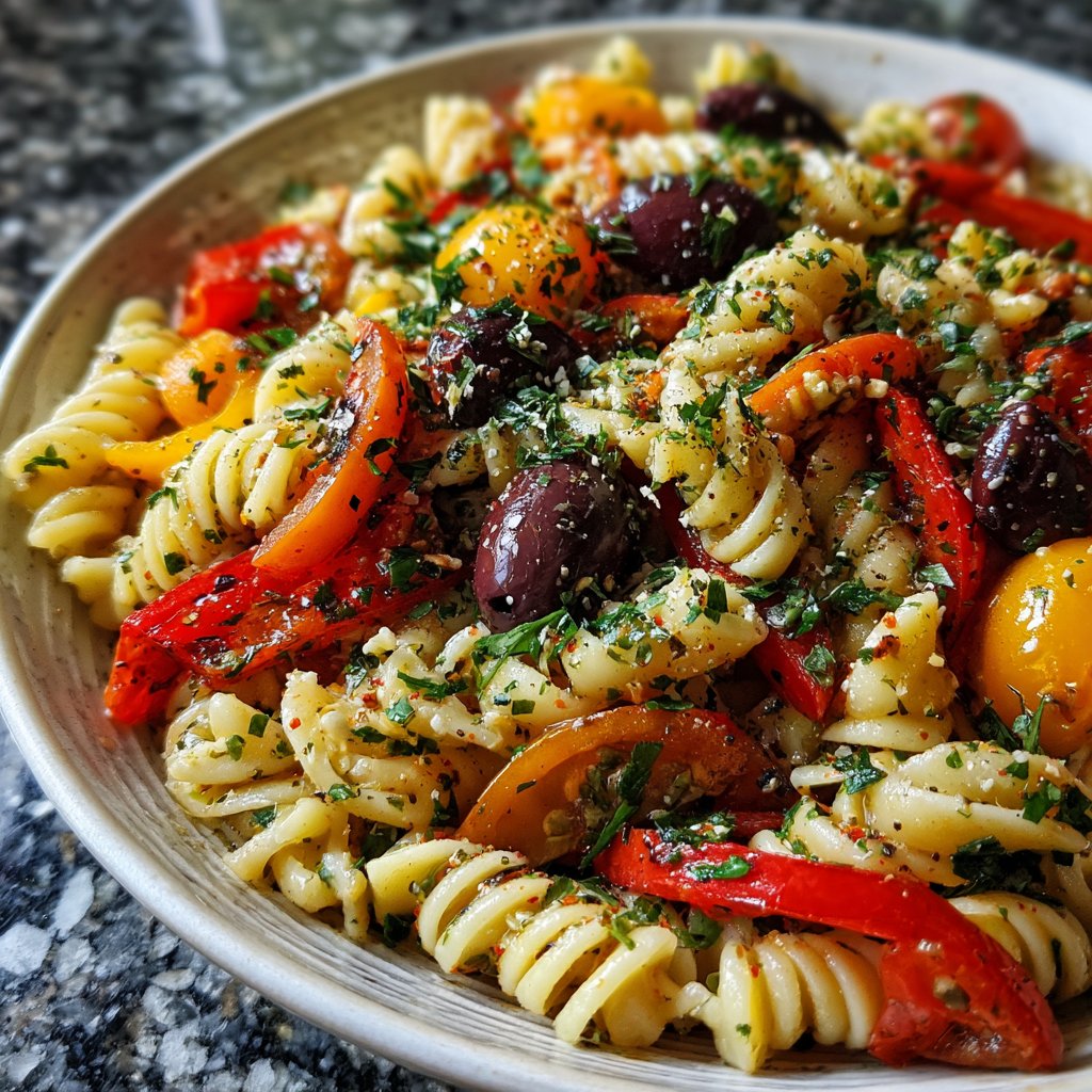 Mediterraner Nudelsalat Mit Oliven