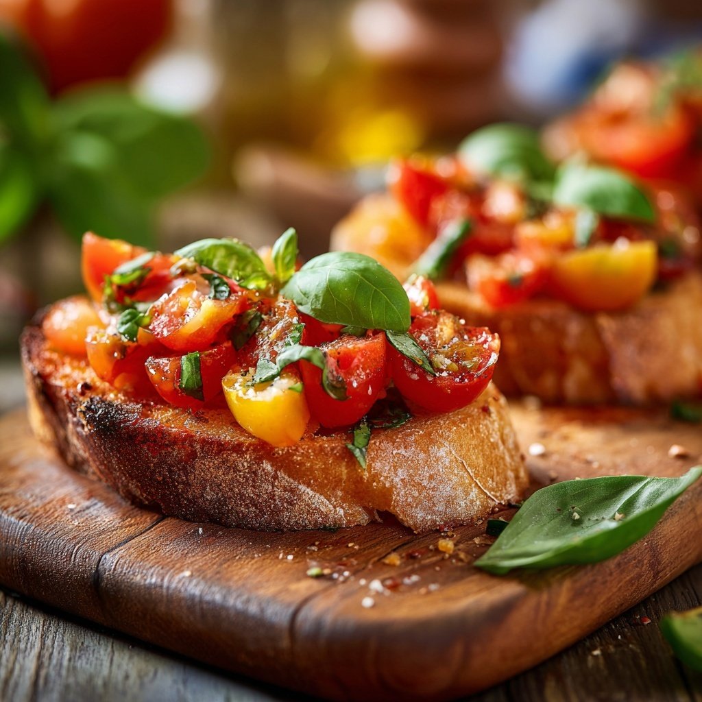 Bruschetta mit Tomaten und Basilikum