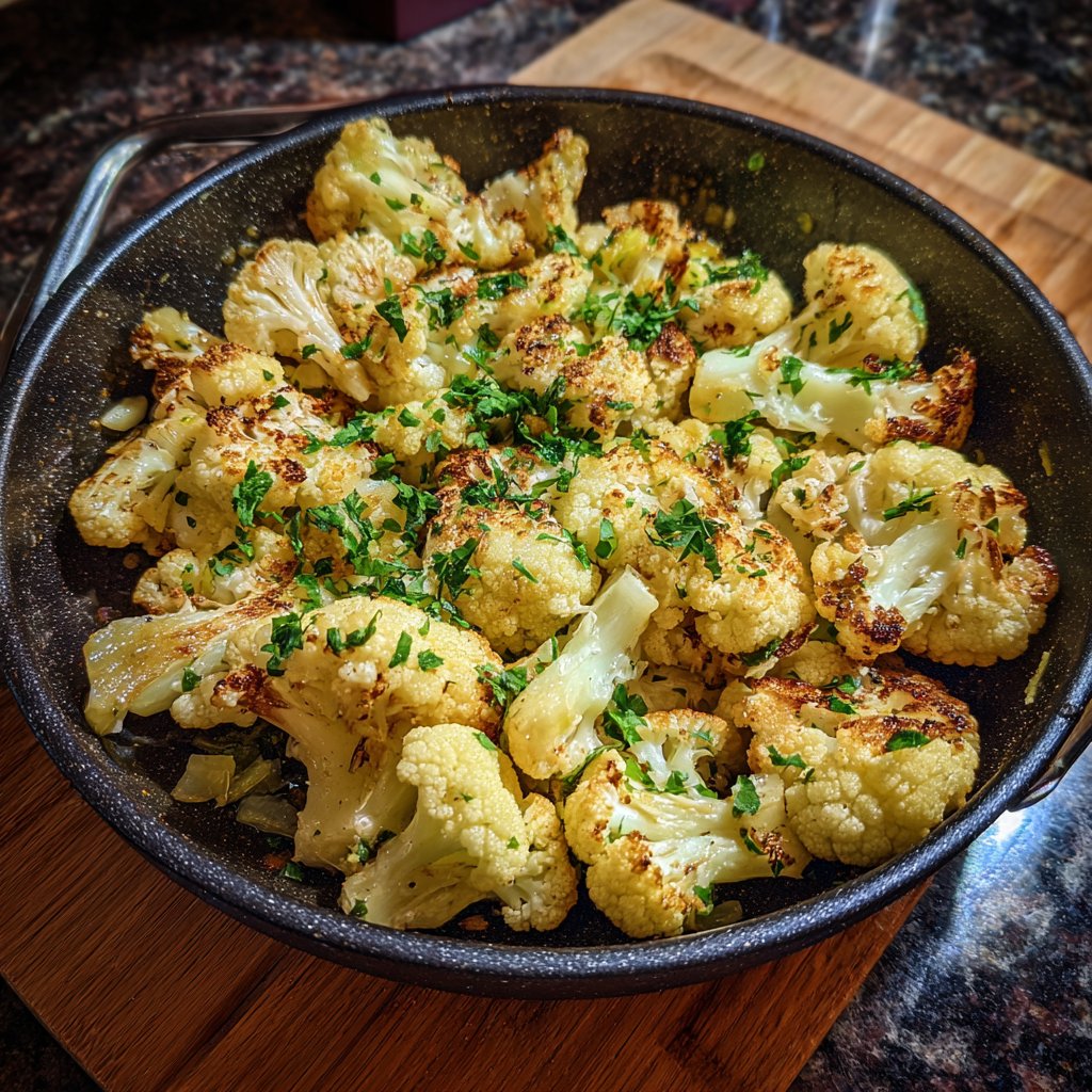 Blumenkohlpfanne mit Knoblauch